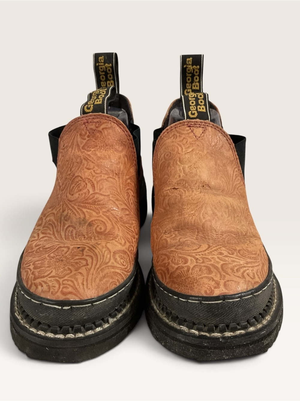 Georgia Giant Romeo Floral Embossed Women’s Brown Slip-On Shoes Size 10
